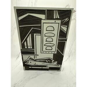 Vintage Fused Grey Linoleum Printing Block By American Crayon Company 4x6